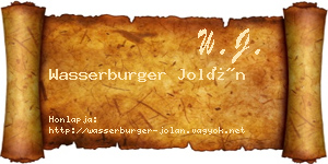 Wasserburger Jolán névjegykártya